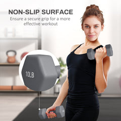 2 x 10LBS Hexagonal Dumbbells, Set of 2 Weights with Non-Slip Grip for Home Gym Workout