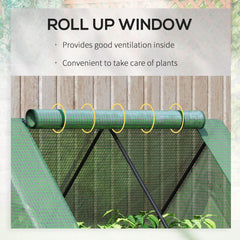 Steel Outdoor Raised Garden Bed with Greenhouse,Cover, Roll Up Door, Dual Use, 50"x37.4"x36.2", Green