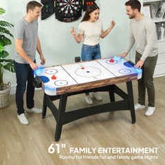61" Air Hockey Table, Arcade Game Table with LED Scoreboard and Manual Scorers, Pushers, Pucks
