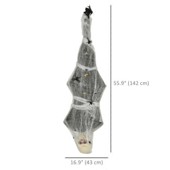 55.9 Inch/4.7ft Life Size Outdoor Halloween Decoration Hanging Mummy with Spider Web, Animated Prop Decor with Sound and Motion Activated, Light Up Eyes, Creepy Sound