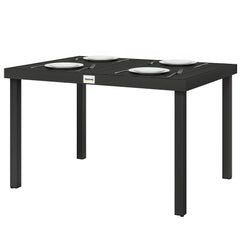 Aluminum Outdoor Dining Table for 6, Patio Rectangular Table, 55" W x 35.5" D x 29.25" H, Black