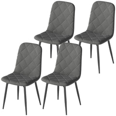 Dining Chairs Set of 4, Upholstered Dining Room Chairs with Steel Legs, Modern Kitchen Chair for Dining Room, Black