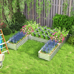 Steel Raised Garden Bed, Set of 5 Large Box Planters for Outdoor Plants Vegetables Flowers Herbs, 8x8x1ft, Black
