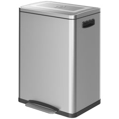 2x5.3 gal (2x20 L) Garbage Bin, Stainless Steel Garbage Can with Soft-Close Lid and Removable Inner Buckets, Black