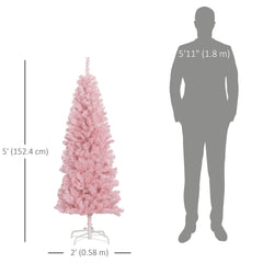4FT Artificial Christmas Tree Holiday Xmas Holiday Pencil Tree Decoration with Automatic Open for Home Party, Pink