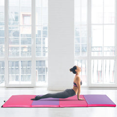 4'x10'x2" Folding Gymnastics Tumbling Mat, Exercise Mat with Carrying Handles for Yoga, MMA, Martial Arts, Dark Blue