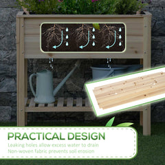 Elevated Planter Box with Storage Shelf for Flowers, Vegetables, and Herbs, 36" x 16" x 32", Grey