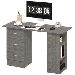 Computer Desk, 47" Writing Table with 3-Tier Shelves and 3 Reversible Drawers for Home Office, Bedroom, Black