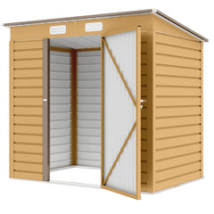 6 x 4FT Galvanized Garden Storage Shed, Metal Outdoor Shed with Double Doors and 2 Vents, Grey