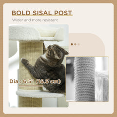 Cat Tree Kitty Tower with Sisal Mat Scratching Post, Cat Bed, Cushion, Perch, 18" x 18" x 36", Brown