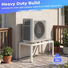 Mini Split Ground Stand Adjustable for 9000-36000 BTU Ductless Air Conditioners Heat Pump-White