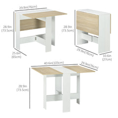 Drop Leaf Dining Table Wood Folding Table Multi-Use Side Table Dining Desk Space Saving Table, White/Oak