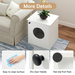 Modern Cat Litter Box Enclosure for Small to Large Cats-White
