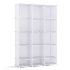 Modular Baby Wardrobe with 13 Cubes and Hanging Rod and Shelves Stackable-White