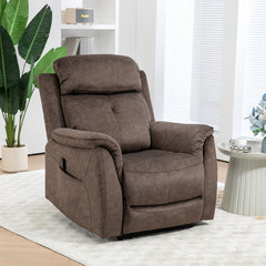 Manual Recliner Chair with Vibration Massage, Reclining Chair for Living Room with Side Pockets, Brown