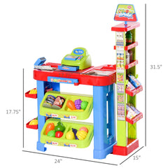 Kids Supermarket Playset with Cash Register – 50-Piece Grocery Store Pretend Play Toy with Checkout Counter for Boys & Girls Ages 3–6