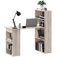 Modern Computer Desk with Storage Shelves, 47" Writing Table Workstation with Bookshelf for Home Office, Black