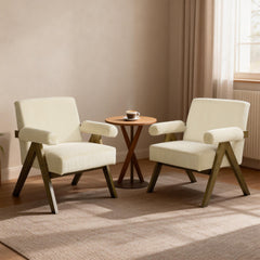 Cashmere Accent Chair Armchair with Wide Seat and Soft Padded Armrests for Reading, Bedroom, Cream White