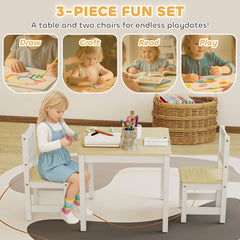 Kids Table and Chairs Set, Toddler Table and 2 Chair Set for Activity, Art, Craft, Reading, Learning, Grey