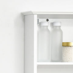 Bathroom Cabinet Wall Mount with Mirror Door 3 Shelf Organizer for Bathroom, Kitchen, Bedroom, Grey