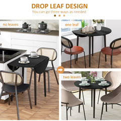 Folding Dining Table, Round Drop Leaf Kitchen Table for Small Spaces with Wood Legs, Oak
