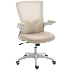 Ergonomic Office Chair, Swivel Desk Chair with Adjustable Lumbar Support, Headrest and Height, Flip-up Armrests, Beige