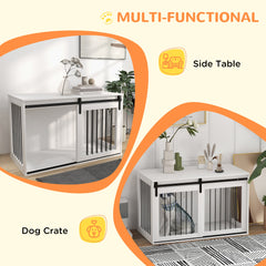 39" Dog Crate Furniture, Dog Crate End Side Table for Large Dogs, White