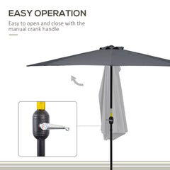 9.8ft Half Umbrella Semi Round Patio Parasol with Crank Handle, Top Vent for Garden, Balcony- NO BASE INCLUDED, Green