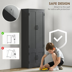 48" 4-Door Storage Cabinet Multi-Storey Large Space Pantry with Adjustable Shelves Black