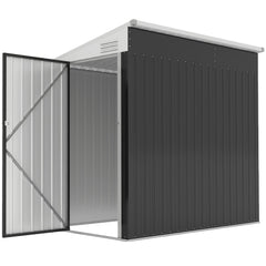4' x 8' Outdoor Storage Shed Lean to Shed Outdoor Metal Tool Shed with Lockable Door and Air Vents, Light Grey