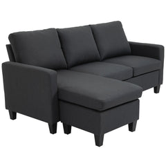 L-Shape Sofa, Modern Sectional Couch with Ottoman, Corner Sofa for Living Room, Dark Grey