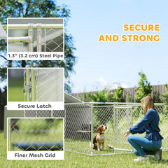 Galvanized Steel Dog Kennel Outdoor with Waterproof & UV-Resistant Cover for Large Dogs, 13.1' x 7.5' x 7.5'