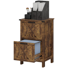 Vertical Filing Cabinet with 2 Drawers, Rustic Farmhouse Office Storage Cabinet for A4, Letter Size, Distressed Black