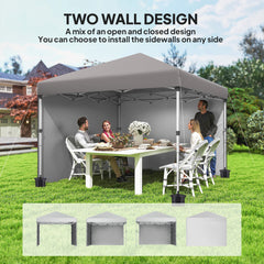 10' x 10' Pop Up Canopy with Sidewalls, Roller Bag, Height Adjustable Instant Tent for Outdoor, Garden, Patio, Black