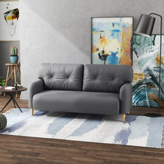 58" 2 Seat Sofa, Modern Love Seats Furniture, Upholstered 2 Seater Couch, Solid Wood Frame, Beige