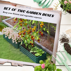 Galvanized Raised Garden Beds, Outdoor Planter Box, Set of 2, for Flowers, Herbs and Vegetables, Black