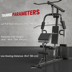 Multi-Exercise Home Gym Station with 99lbs Weight Stack, for Full Body Workout