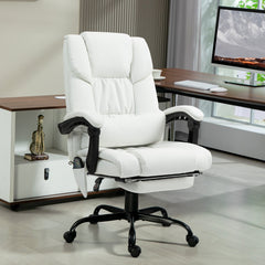 6-Point Vibration Massage Chair, Height Adjustable Reclining Computer Chair with Retractable Footrest, Black