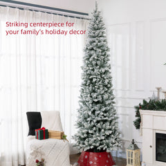 6ft Pencil Christmas Tree, Flocked Tree with 479 Branch Tips and Metal Base for Home, Indoor, Holiday