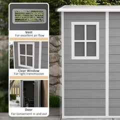 4'x5' Garden Storage Shed, Lean to Shed, Lockable Garden Tool Storage House with Window, Vent, Dark Grey