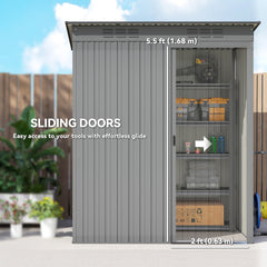 5.2' x 3.5' Outdoor Storage Shed, Easy to Assemble Metal Garden Shed, for Backyard, Lawn, Patio, Dark Grey