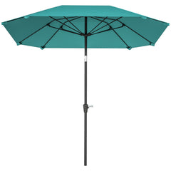 7.6FT Aluminum Patio Umbrella Parasol 8 Ribs Outdoor Market Umbrella with Crank, Push Button Tilt for Deck, Backyard and Lawn, Sky Blue