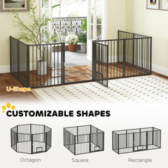 8 Panels Dog Playpen, Foldable Portable Pet Playpen with Door, for Small & Medium Dogs, 30"H