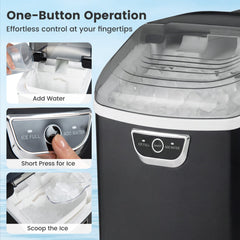 Nugget Ice Maker Countertop with Audible Ice Full Alarm-Black