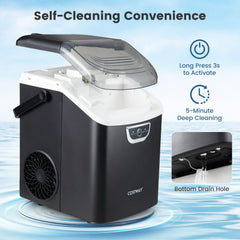 Nugget Ice Maker Countertop with Audible Ice Full Alarm-Black