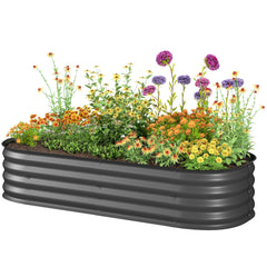 4.9 x 2 x 1ft Galvanized Raised Garden Bed Kit, Metal Planter Box with Safety Edging, Black