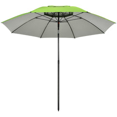 6.6ft Arched Beach Umbrella, Angle Adjustable Patio Umbrella with Steel Frame, Carry Bag, UV30+ Outdoor Umbrella, Green
