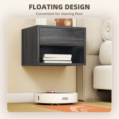 Floating Nightstand Set of 2, Wall Mounted Bedside Table with Drawer for Bedroom Black