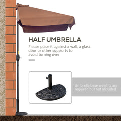 9.8ft Half Umbrella Semi Round Patio Parasol with Crank Handle, Top Vent for Garden, Balcony- NO BASE INCLUDED, Green