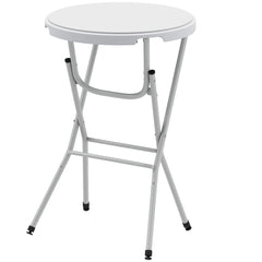 31.5" Bar Height Patio Table, Outdoor Bar Folding Table with HDPE Top, Locking Steel Legs for Party, Camping, White